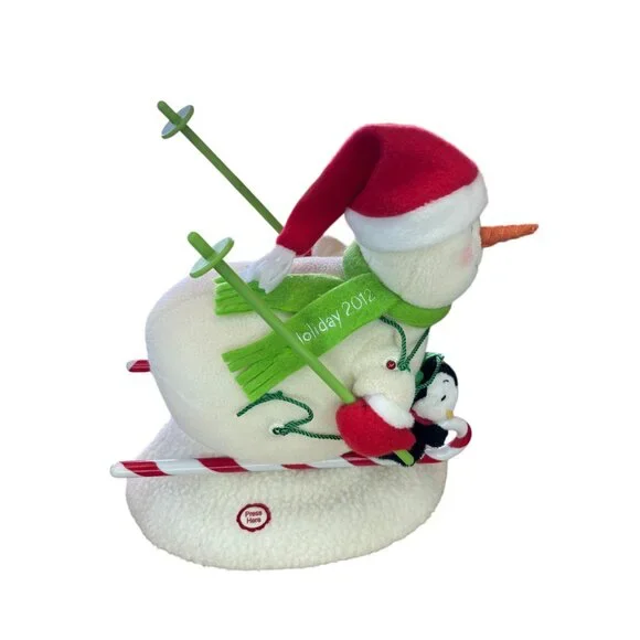 Hallmark Swooshin Duo Animated Musical Light Up Plush Snowman Penguin Skiing Jin - Picture 3 of 16